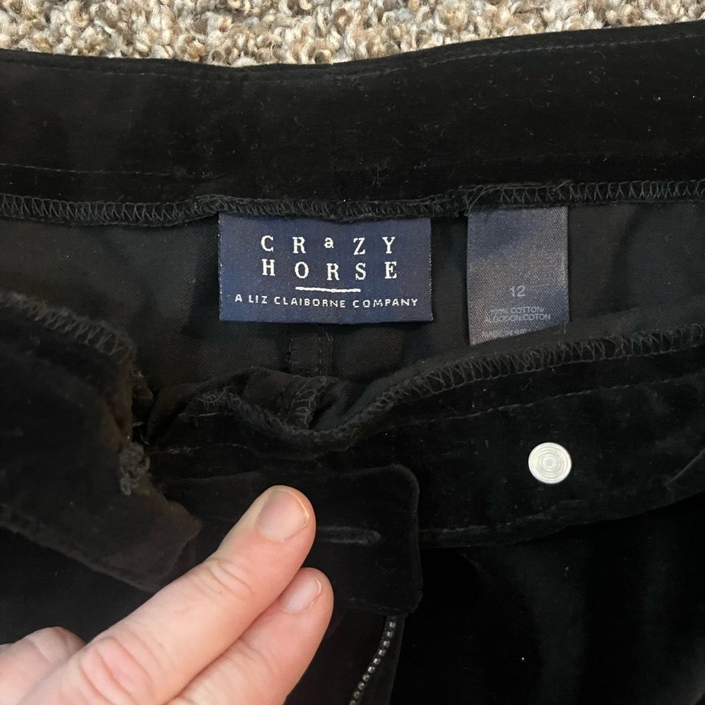 🖤 Crazy Horse by Liz Claiborne Women’s Black Velvet Pants – Size 12 - Picture 9 of 10